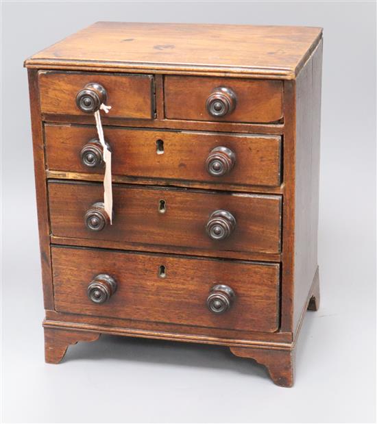 An apprentice mahogany chest of drawers height 33cm